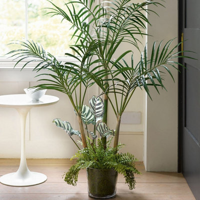 Bloom Artificial Large Mixed Palm Planter in Vase - H130cm | DIY at B&Q