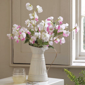 Bloom Artificial Mixed Pink Sweetpea Bouquet - Colourful Faux Fake Flower Stem Arrangement - H49cm x W38cm, Vase Not Included