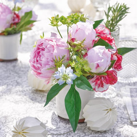 Bloom Artificial Opulent Tablecentre in Pot - Faux Fake Realistic Colourful Floral Home Decoration - Measures H23cm x W20cm