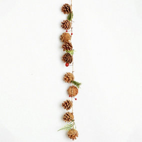 Bloom Artificial Painswick Garland - Faux Fake Foliage, Pinecones & Berries Indoor Home Festive Decoration - 55cm