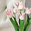 Bloom Artificial Pale Pink Tulips in Cement Pot - Colourful Faux Fake Realistic Lifelike Flower Potted Plant - H40 x 15cm Diameter