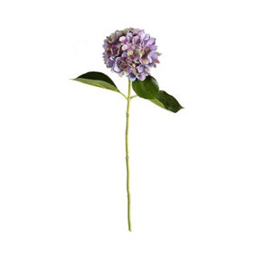 Bloom Artificial Single Charlotte Mauve Hydrangea Stem 65cm - Faux Silk Flowers, Fake Foliage Stems, Indoor Home Decorations