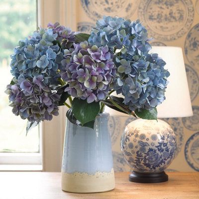 Bloom Artificial Single Charlotte Mauve Hydrangea Stem 65cm - Faux Silk Flowers, Fake Foliage Stems, Indoor Home Decorations