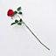 Bloom Artificial Single Half Open Red Rose Stem - Faux Fake Lifelike Realistic Flower Indoor Home Decoration - Measures L60cm
