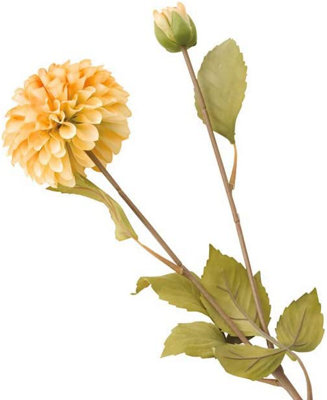 Bloom Artificial Single Orange Dahlia Bud Stem 73.5cm - Faux Fake Realistic Flower Indoor Home Decoration, Vase Not Included