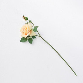 Bloom Artificial Single Peach Rose Stem - Faux Fake Realistic Lifelike Flower, Indoor Home Floral Decoration - Measures L70cm
