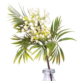 Bloom Artificial Single White Berry Spray Stem - Faux Fake Silk Flower Indoor Home Decoration Floral Arrangements - Measures L39cm