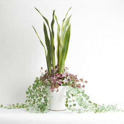 Bloom Artificial Urban Planter with 3 Plants - Faux Fake Realistic Houseplant Floral Home Decoration - H95cm x W30cm