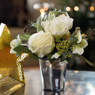 Silver and white christmas flower arrangements deals