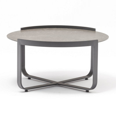 Bloom Coffee Table 80cm with Ceramic Top in Charcoal