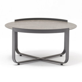 Bloom Coffee Table 80cm with Ceramic Top in Charcoal