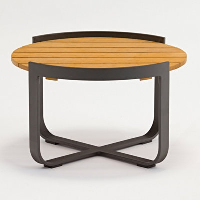 Bloom Coffee Table with Teak Top in Charcoal