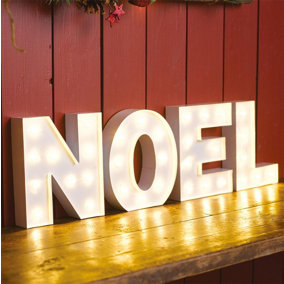 Bloom LED Noel Letter Ornaments - Freestanding Battery Powered Festive Christmas Light Up Decorations - Each Measure H15cm