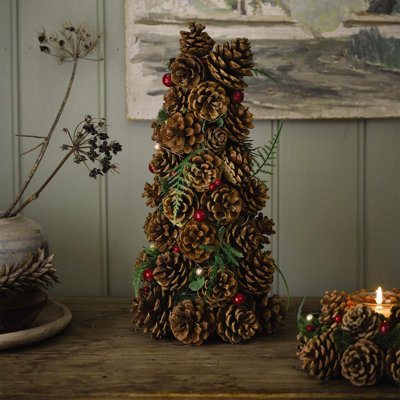 Bloom Painswick Natural Pinecone Mini Christmas Xmas Tree Indoor Home  Decoration - Measures H38cm x 17cm Diameter