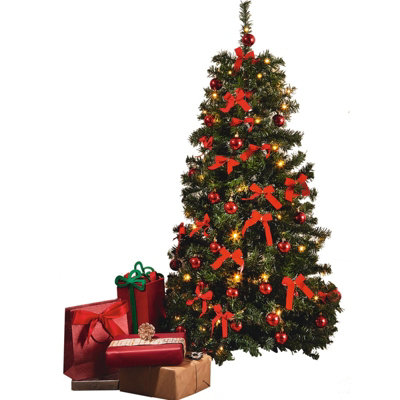 Bloom Pre-Lit Pop Up Christmas Xmas Tree - Indoor Home Festive Decoration - Measures H120cm x 50.5cm Diameter