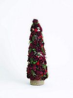 Bloom Victorian Christmas Pyramid Tree - Red & Green Traditional Tabletop Festive Decoration - Measures H50cm