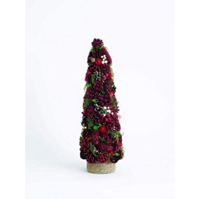 Bloom Victorian Christmas Pyramid Tree - Red & Green Traditional Tabletop Festive Decoration - Measures H50cm
