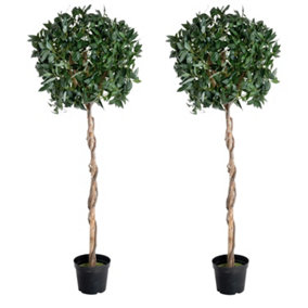 Blooming Artificial - 150cm / 5ft Green Artificial Bay Laurel Tree (Pair) Topiary - Outdoor Use - Pack of 2