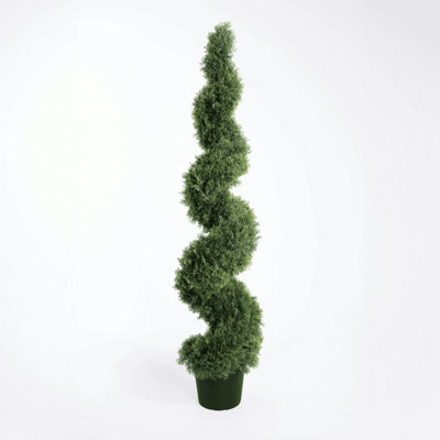 Blooming Artificial 175cm / 5.75ft Artificial Cedar Spiral Topiary (Pair)