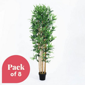 Blooming Artificial - 180cm / 6ft Green Faux Oriental Bamboo Multi-Pack - Indoor & Outdoor Use - Pack of 8