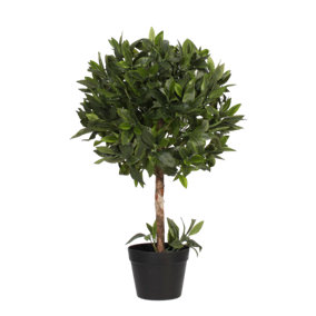 Blooming Artificial 2.2ft / 70cm Green Artifical Bay Bush Ball  - Bay Fake Topiary Tree - Pack of 1