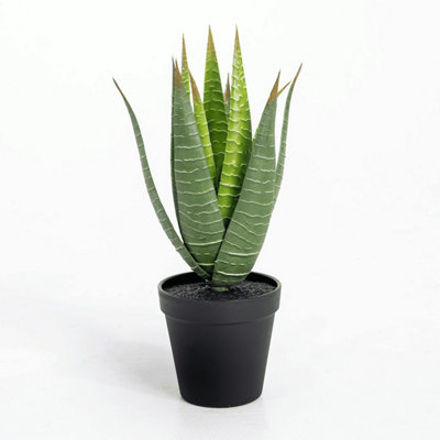Blooming Artificial - 30cm Fake Aloe Vera Desk Faux Green House Plant -  Indoor