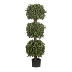 Blooming Artificial 4ft / 120cm Green Artificial Boxwood Triple Ball Tree - Ball Topiary Tree - Pack of 1