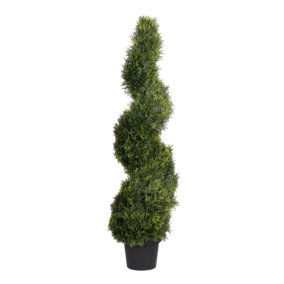 Blooming Artificial 4ft / 120cm Green Artificial Cedar Spiral  - Spiral Topiary Tree - Pack of 1