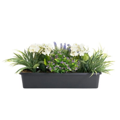 Blooming Artificial - 60cm / 2ft Cream Fake Mixed Flower Window Box