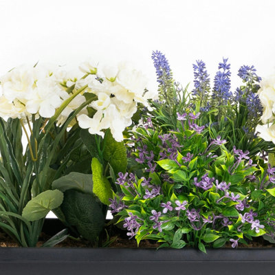 Blooming Artificial - 60cm / 2ft Cream Fake Mixed Flower Window Box