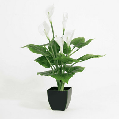 Blooming Artificial - 64cm / 2ft Green / White Fake Calla Lily