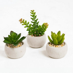 Blooming Artificial - 7cm / 0.25ft Artificial Succulent Trio - Indoor Use - Pack of 1