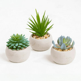 Blooming Artificial - 7cm / 0.25ft Pastel Faux Succulent Trio - Indoor Use - Pack of 1