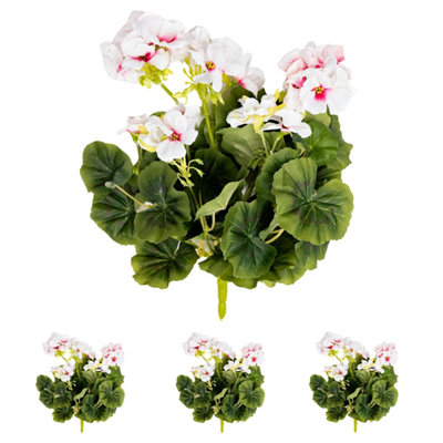Blooming Artificial - Multi Pack Faux Geranium Bush Bundle - Outdoor ...