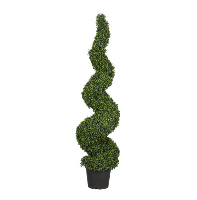 Blooming Artificial Pair of 5ft / 150cm Green Artificial Boxwood Spiral  - Spiral Topiary Tree, Pack of 2