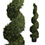 Blooming Artificial Pair of 5ft /150cm Green Artificial Cedar Spiral  - Spiral Topiary Tree, Pack of 2