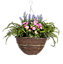 Blooming Artificial Pink / green Artificial Wild Flower Hanging Basket  - Outdoor Fake Flowers - Pack of 1