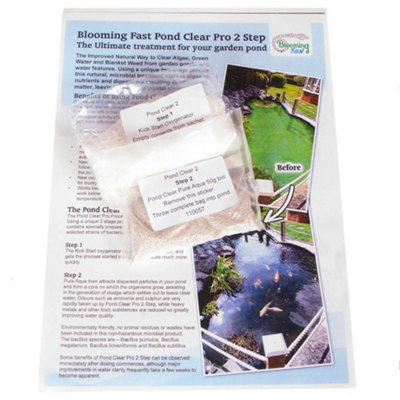 Blooming Fast Pond Clear Pro - Pond Treatment up to 10,000 Litres, Natural Ingredients, Clear Algae, Blanket Weed & Green Water