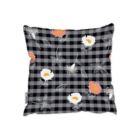 blooming hand drawn orange and white flowers (Outdoor Cushion) / 45cm x 45cm