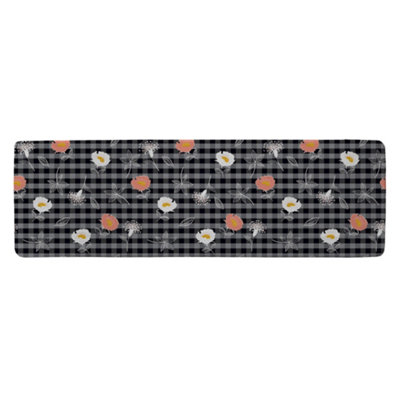 Blooming Hand Drawn Orange And White Flowers Runner Special Soft Home Rug