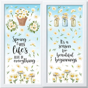 Blooming Watercolour Daisy Flowers Spring Window Clings