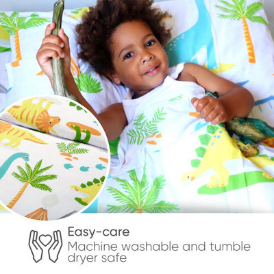 Bloomsbury Mill - Dinosaur World Kids Double Bed Duvet Cover and Pillowcases Set - Double - 200 x 200cm