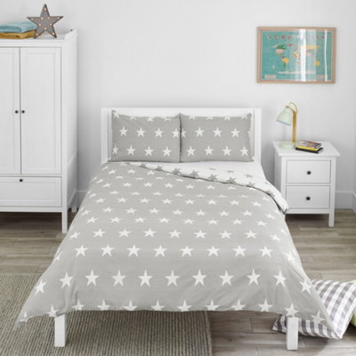 Bloomsbury Mill Grey And White Stars Kids Reversible Double Bed Duvet Cover And Pillowcases Set Double 200 X 200cm~5060410592903 01c MP?$MOB PREV$&$width=768&$height=768