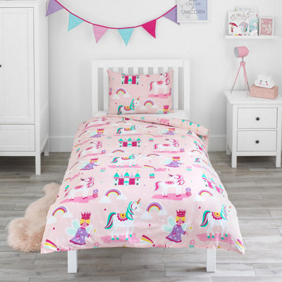 Bloomsbury Mill - Magic Unicorn Kids Single Bed Duvet Cover and Pillowcase Set for Girls - Single - 135 x 200cm