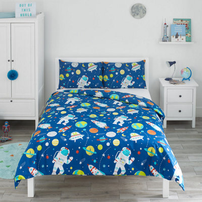 Bloomsbury Mill Outer Space Kids Double Bed Duvet Cover and Pillowcases Set Double 200 x 200cm DIY at B Q