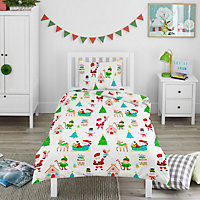 Bloomsbury Mill - Winter Wonderland Christmas Kids Single Bed Duvet Cover and Pillowcase Set - Single - 135 x 200cm