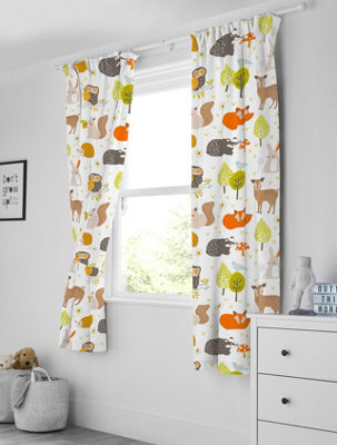 Bloomsbury Mill Woodland Animals Curtains for Kids Bedroom Lined