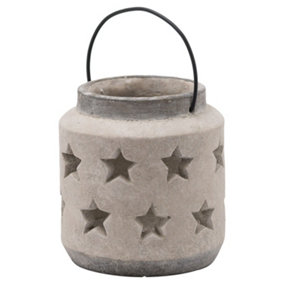 Bloomville Stone Star Lantern - Ceramic - L18 x W18 x H19 cm - Stone