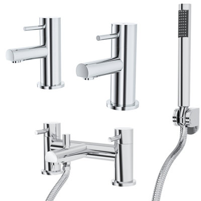 Blossom Contemporary Set Of Two Basin Taps & Bath Shower Mixer Tap, Handheld Kit | DIY at B&Q