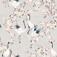 Blossom Crane Wallpaper Pink Arthouse 924800
